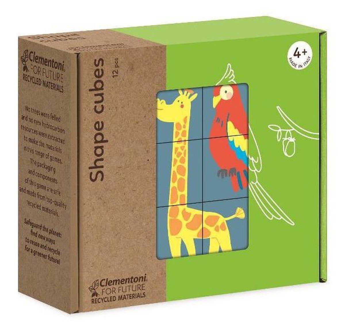 Clementoni blokkenset Shape Cubes dieren 12 delig
