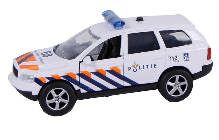 2-Play 2 Play politiewagen pull back met licht en geluid 11 cm - Wit