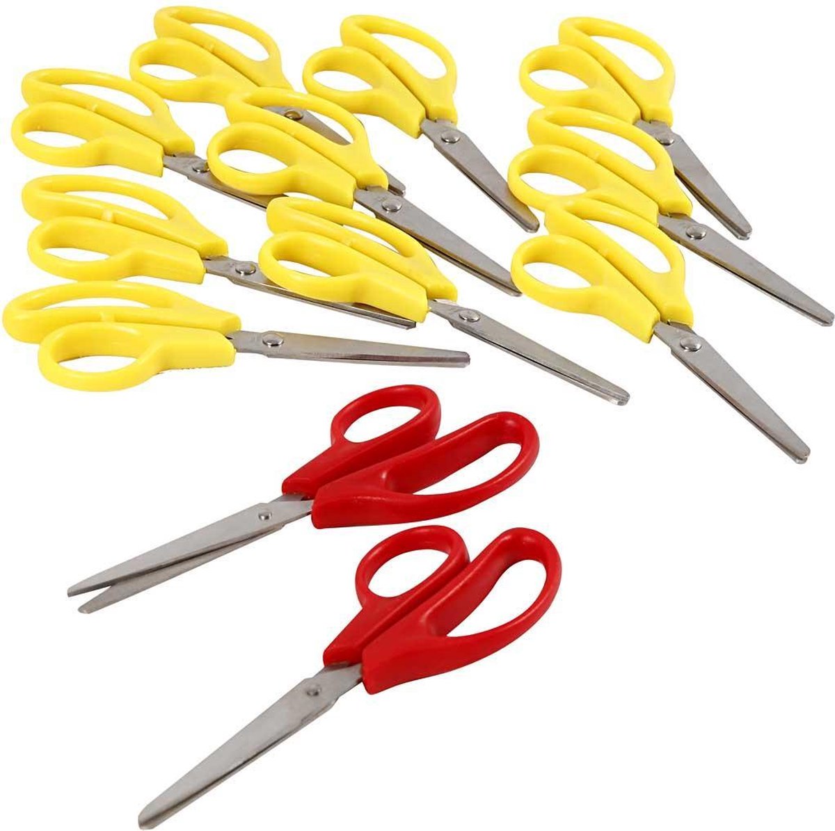 Creotime kinderschaar rechts en linkshandig 12,5 cm 12 stuks - Rood