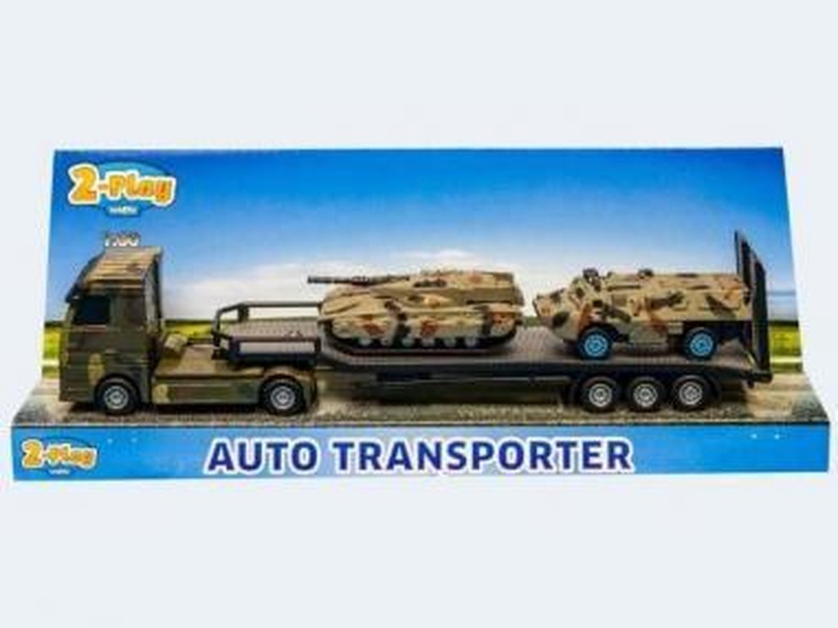 Top1Toys 2 Play militair transport diecast 24 cm 7 delig - Zwart