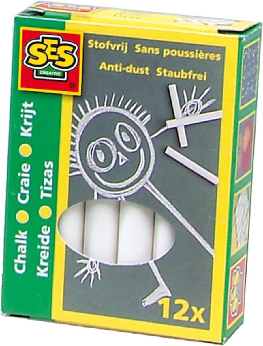 Ses Creative bordkrijtjes junior 12 stuks - Wit