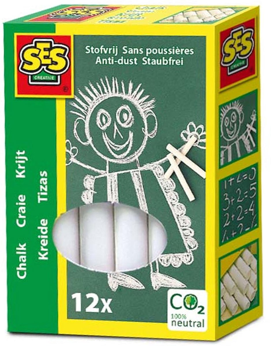 Ses Creative bordkrijtjes junior 12 stuks - Wit