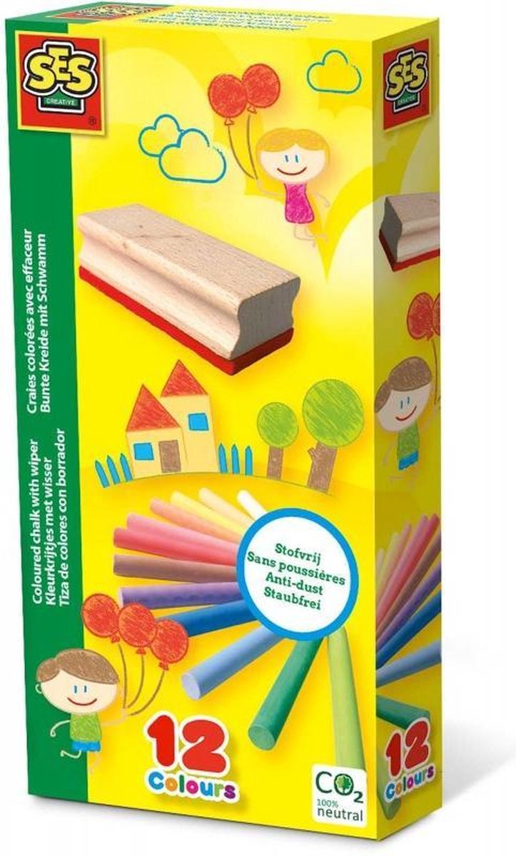 Ses Creative kleurkrijtjes met wisser junior 13 delig