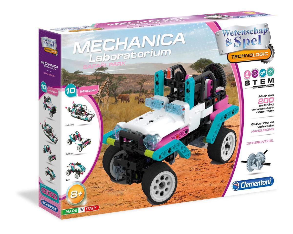 Clementoni bouwpakket voertuigen Mechanica Safari 10 in 1 - Blauw