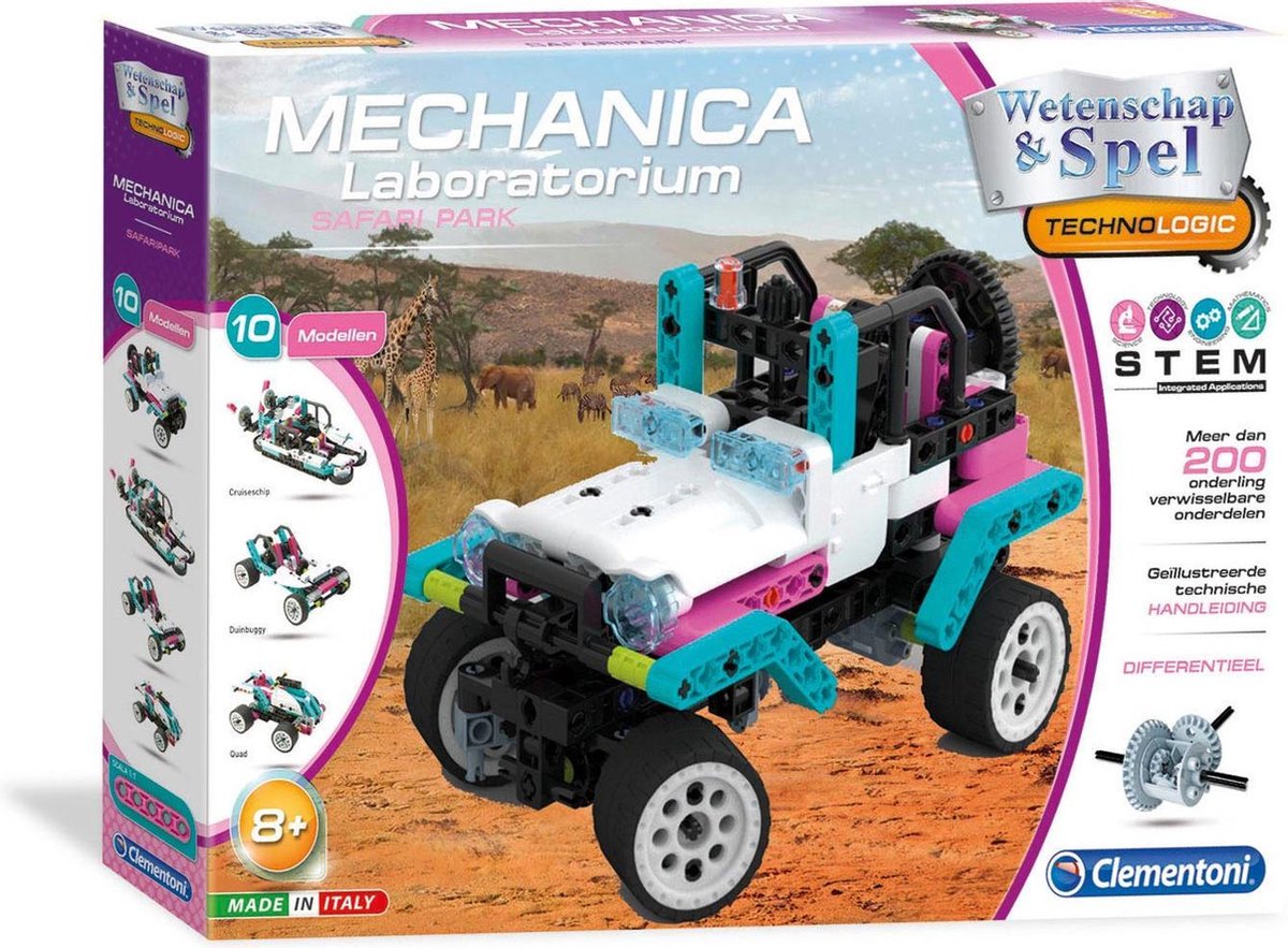 Clementoni bouwpakket voertuigen Mechanica Safari 10 in 1 - Blauw