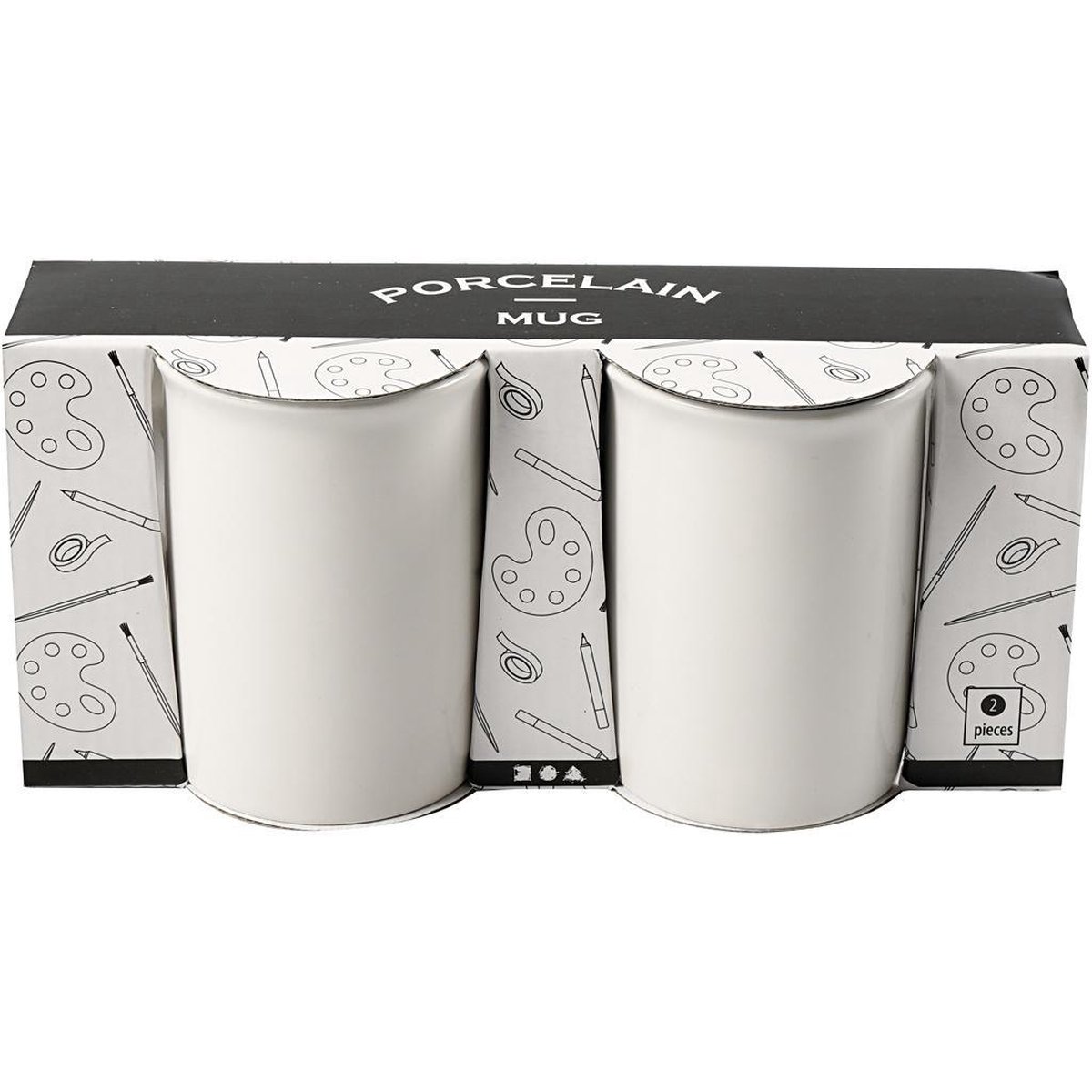 Creative decoreer jouw mok 10 cm 2 stuks - Wit