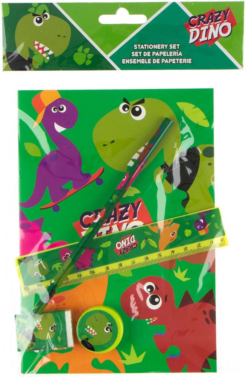 Kids Licensing schrijfset Crazy Dino 25 x 19 cm 5 delig - Groen