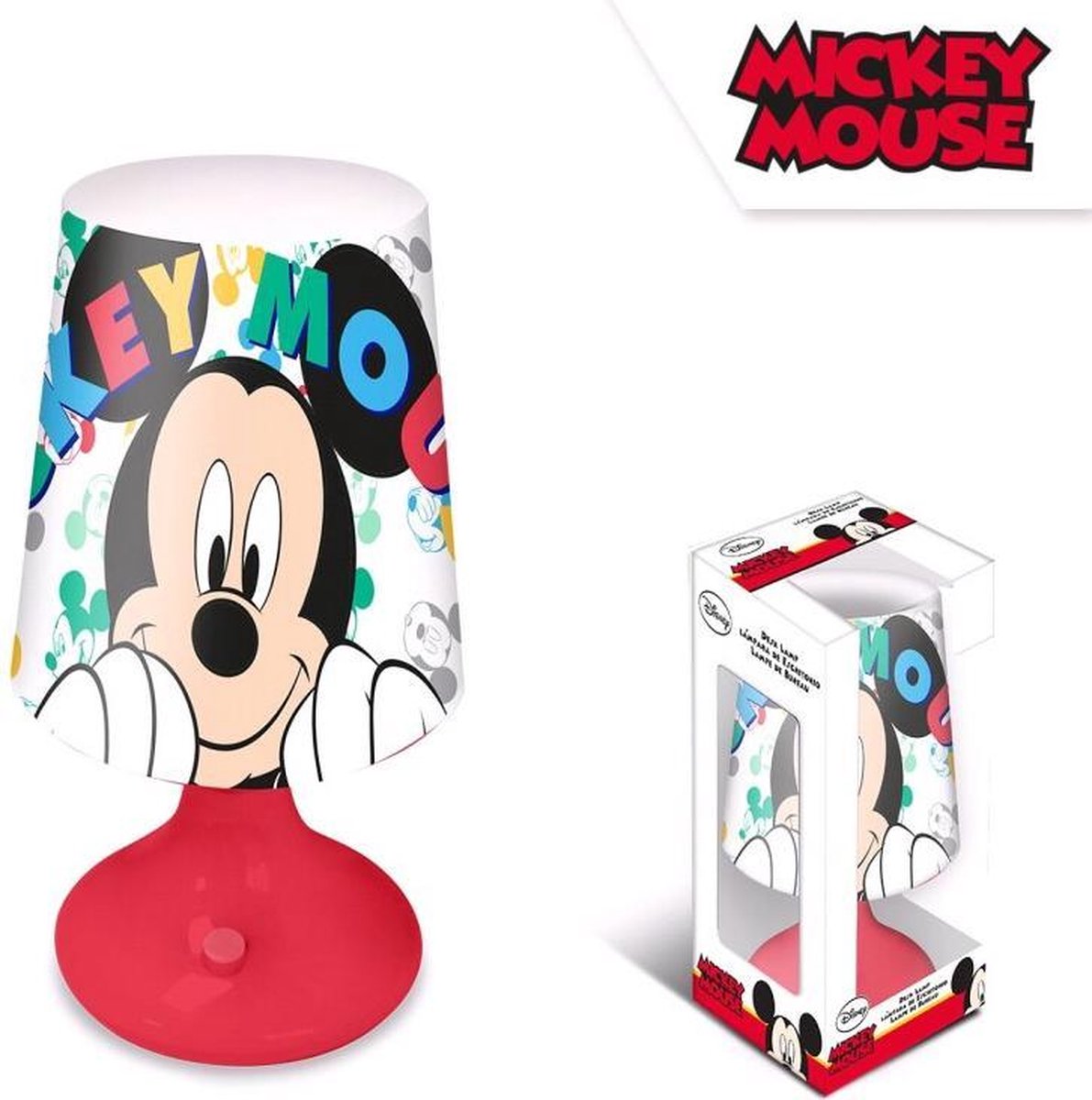 Disney tafellamp Mickey Mouse junior 9 x 18 cm rood/wit