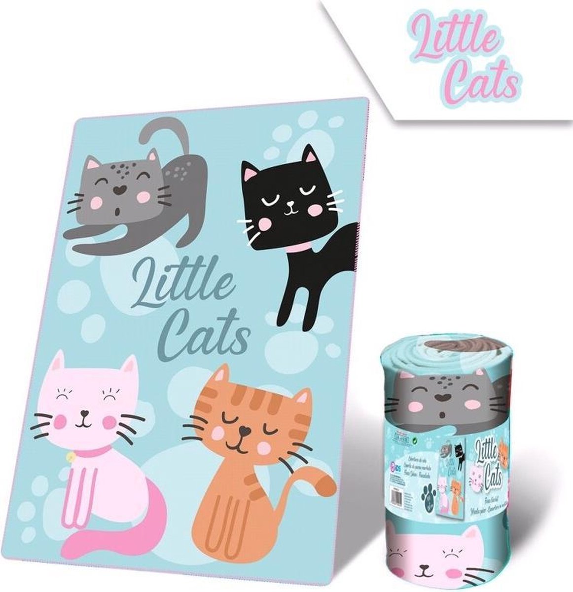 Kids Licensing fleecedeken Little Cats 100 x 150 cm polyester - Blauw