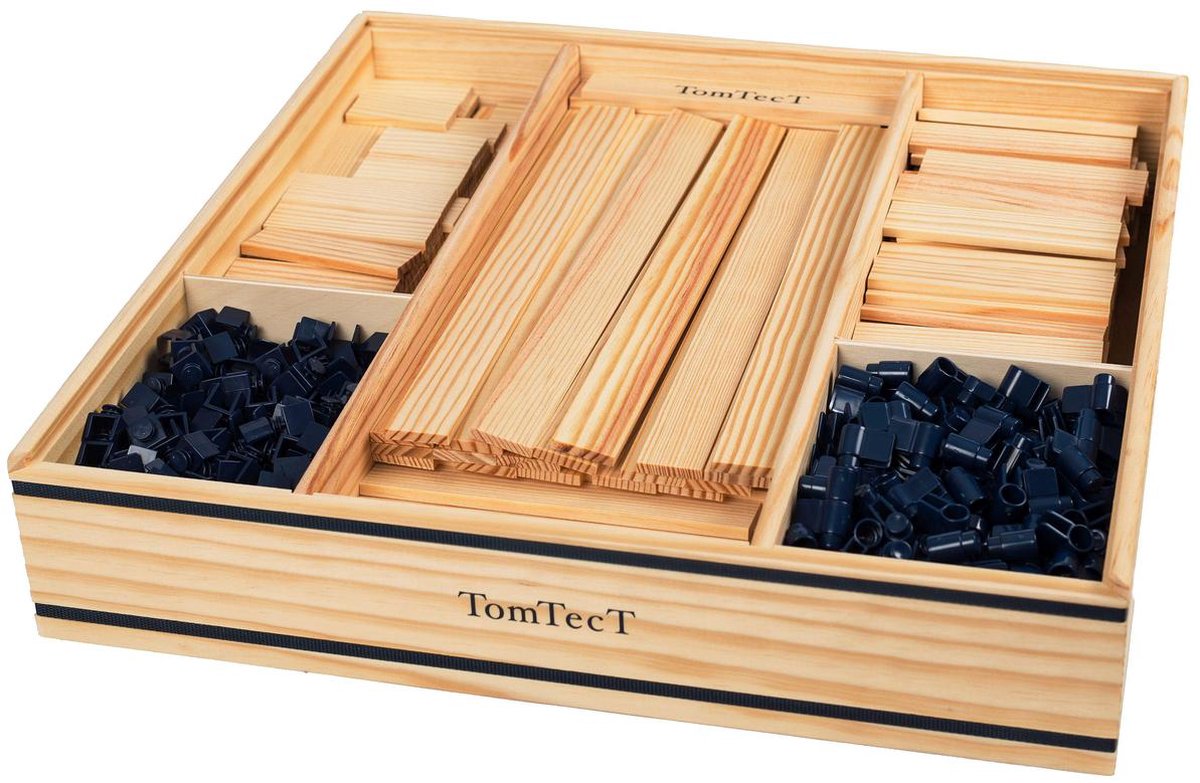 TomTecT bouwkit junior hout/kunststof naturel/blauw 1000 delig