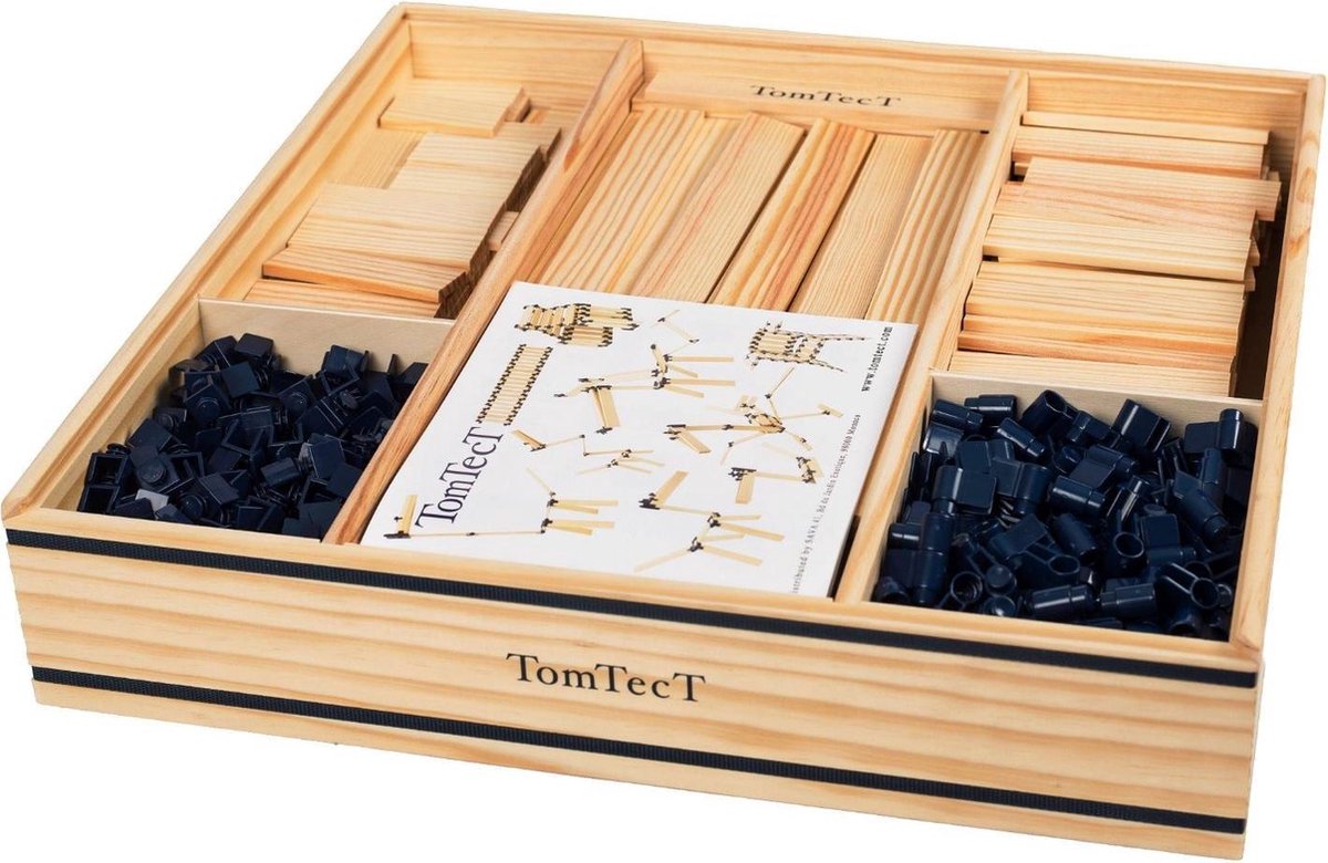 TomTecT bouwkit junior hout/kunststof naturel/blauw 1000 delig