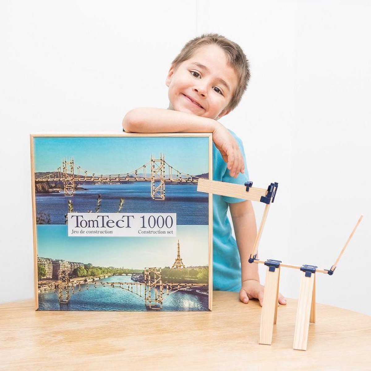 TomTecT bouwkit junior hout/kunststof naturel/blauw 1000 delig