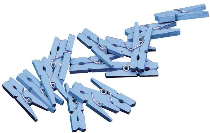 Haza Original miniwasknijperset 2,5 cm hout 20 stuks - Blauw