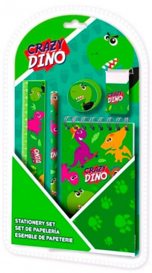 Kids Licensing schrijfset Crazy Dino 25 x 13,8 cm 5 delig - Groen