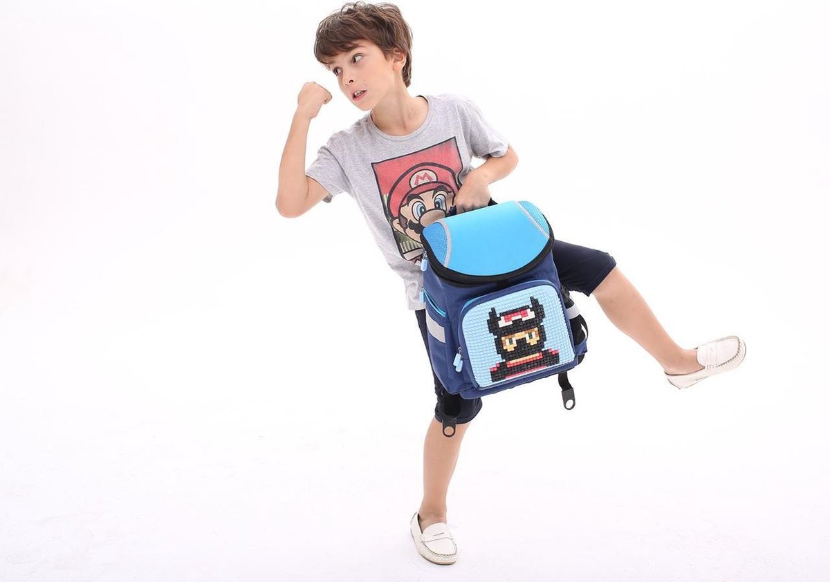Upixel rugzak Super Class junior 38 cm marine 2 delig - Blauw