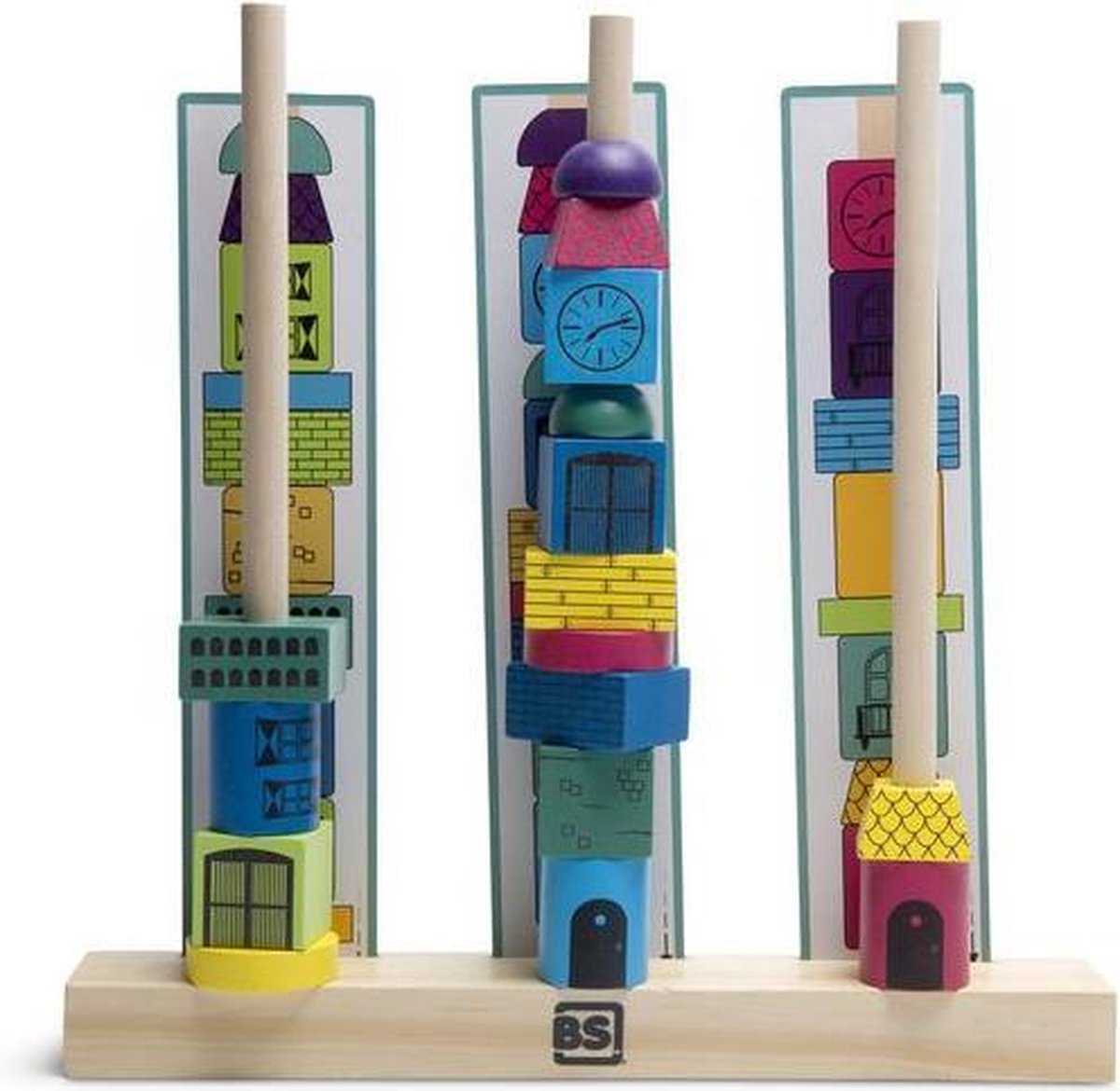 BS Toys blokkenset Stapeltorens 28 x 26 cm hout 55 delig