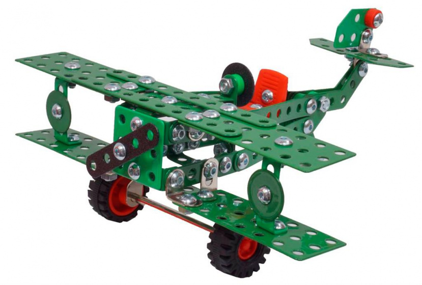 Metal Techno bouwpakket Flying Hero 18 cm staal groen/rood 248 delig