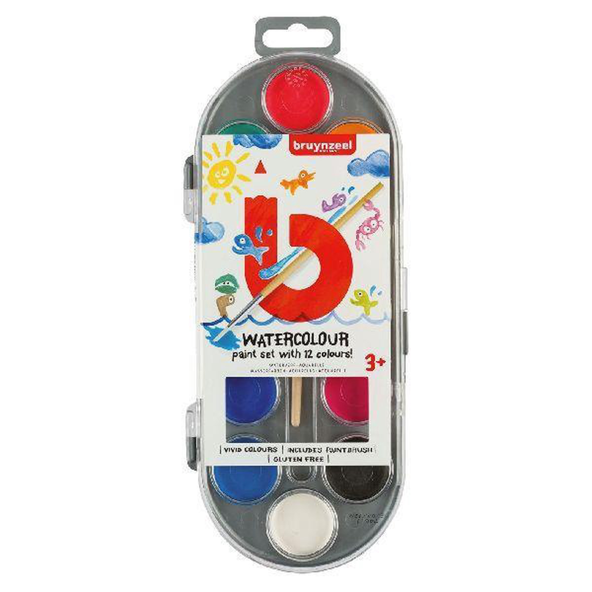 Bruynzeel waterverfpallet junior 12 kleuren 2 delig - Blauw