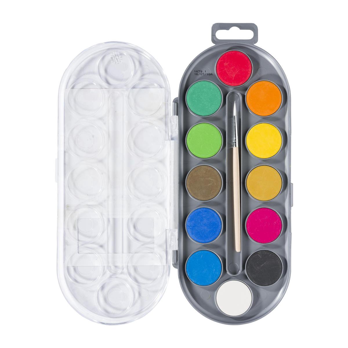 Bruynzeel waterverfpallet junior 12 kleuren 2 delig - Blauw