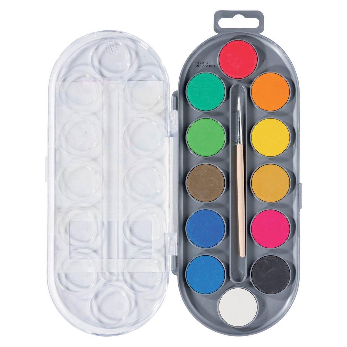 Bruynzeel waterverfpallet junior 12 kleuren 2 delig - Blauw