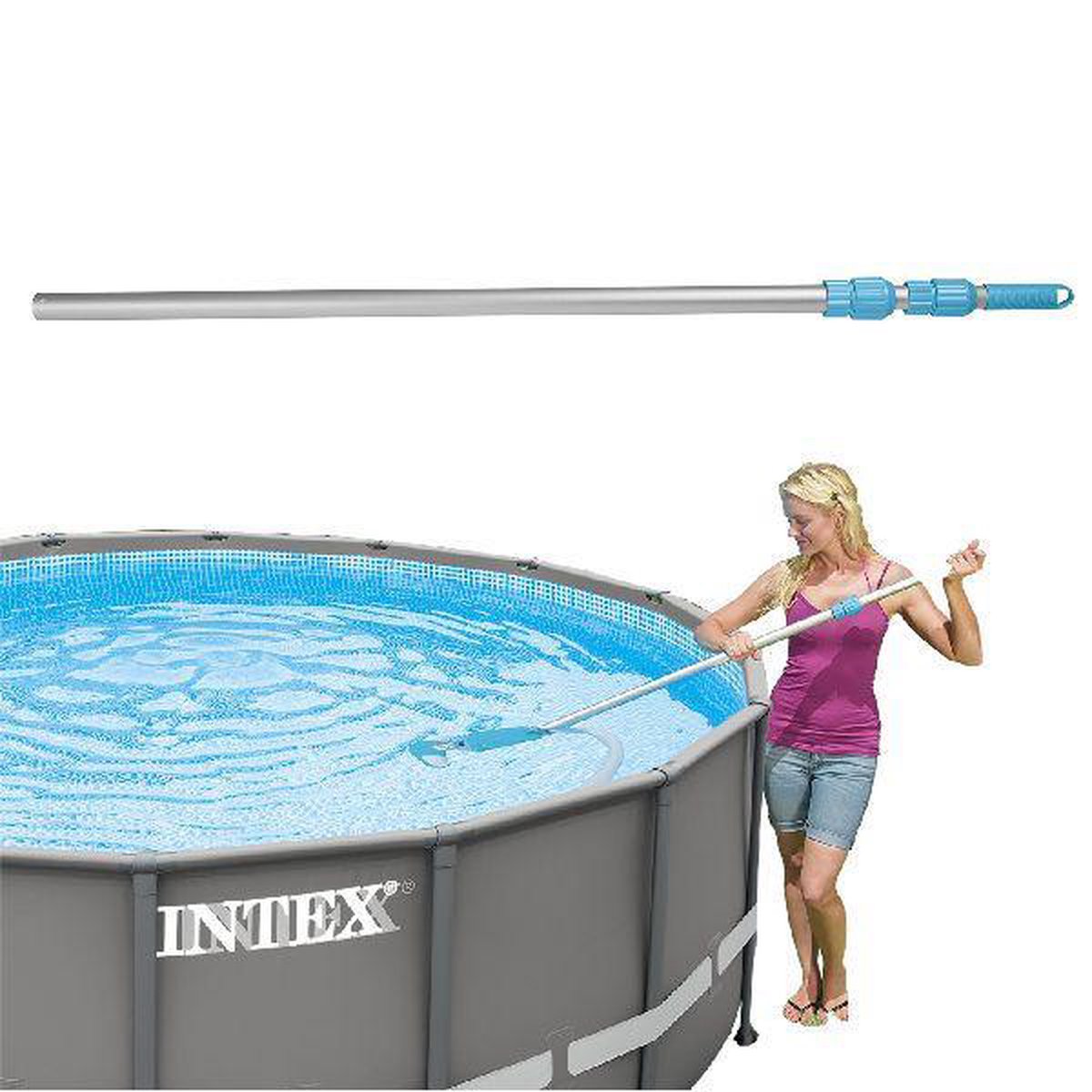 Intex telescoopsteel uitschuifbaar 239 cm zilver/blauw - Silver