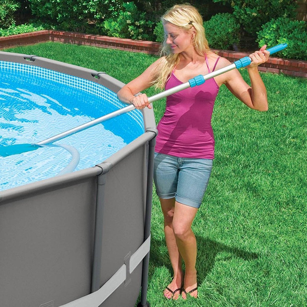 Intex telescoopsteel uitschuifbaar 239 cm zilver/blauw - Silver