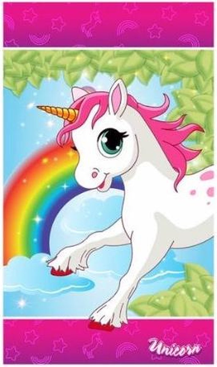 Top1Toys Unicorn vloerkleed Eenhoorn led meisjes 72 x 120 cm polyester - Roze