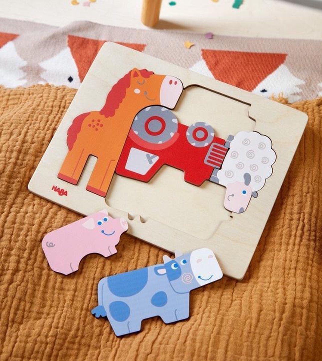 HABA vormpuzzel boerderij 22 x 17,5 cm junior hout