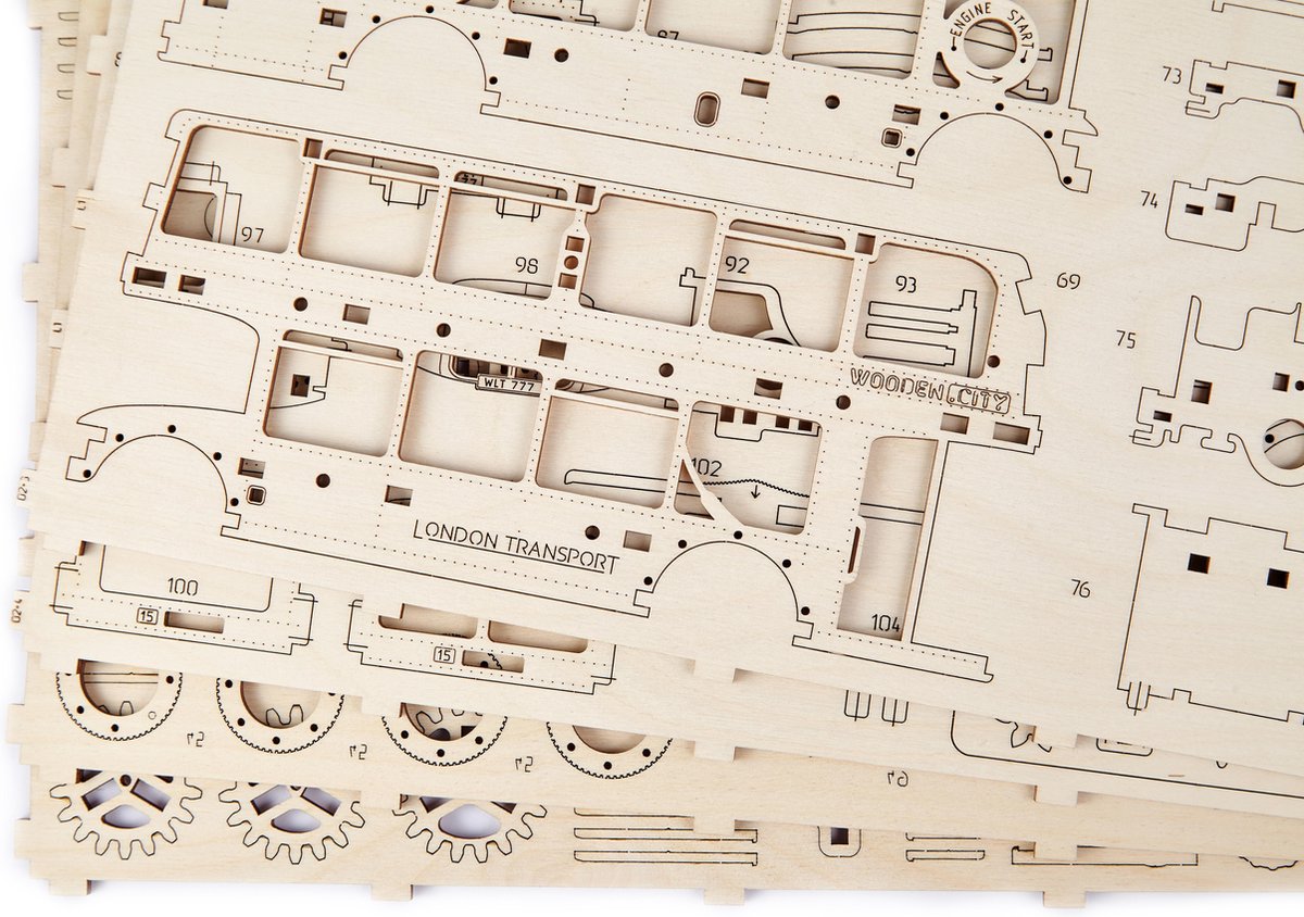 Wooden City modelbouwset Londen Bus hout naturel 216 delig