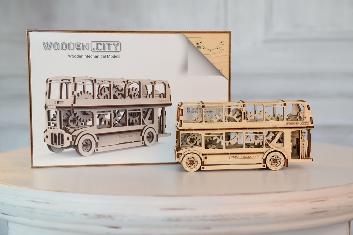 Wooden City modelbouwset Londen Bus hout naturel 216 delig