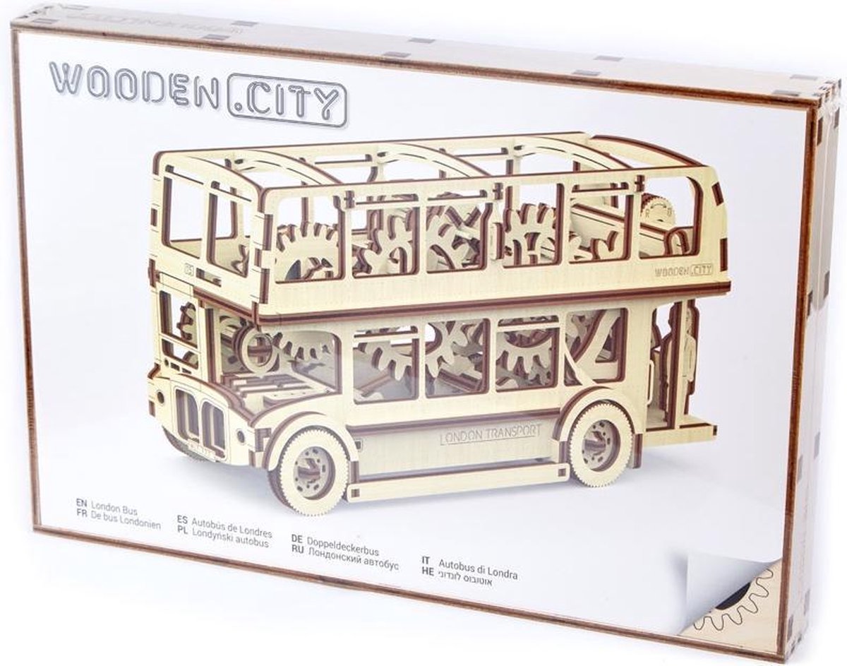 Wooden City modelbouwset Londen Bus hout naturel 216 delig