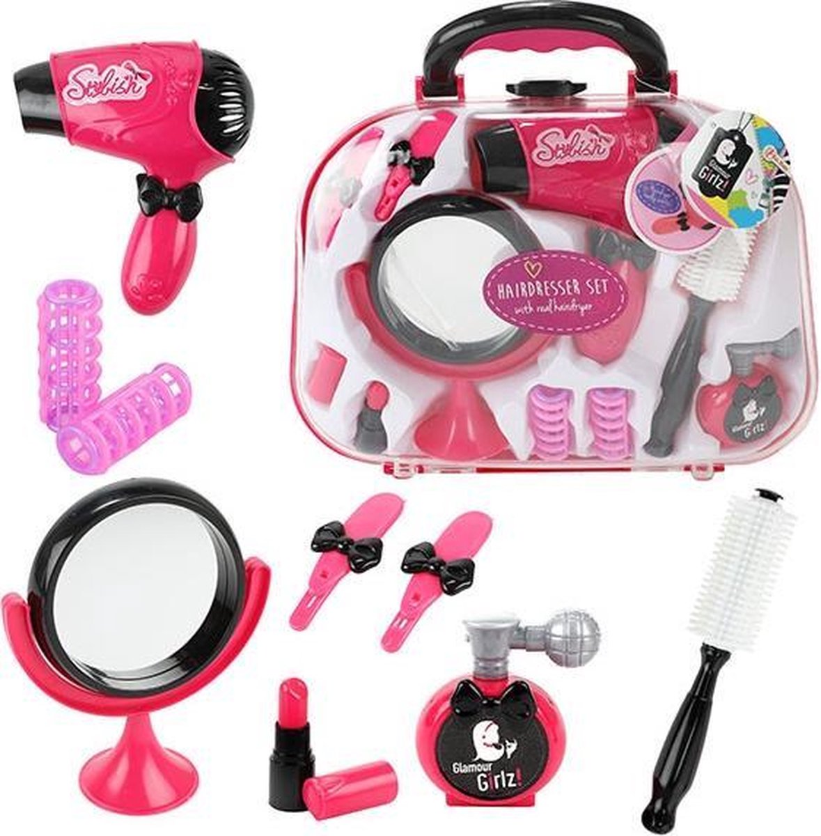 Huismerk Toi Toys kappersset Glamour Girlz! meisjes roze/wit 10 delig