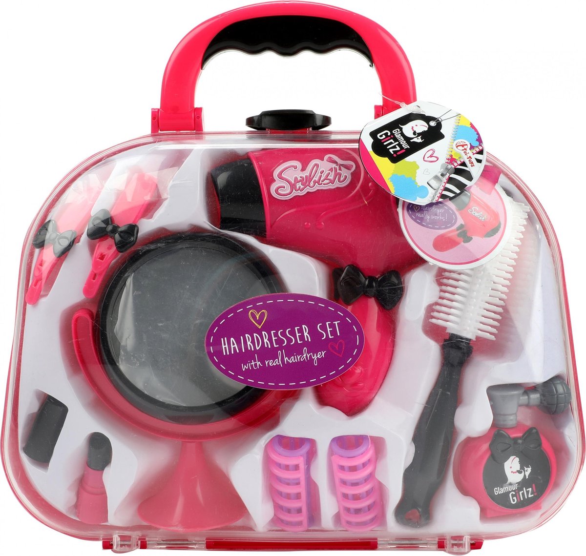 Huismerk Toi Toys kappersset Glamour Girlz! meisjes roze/wit 10 delig