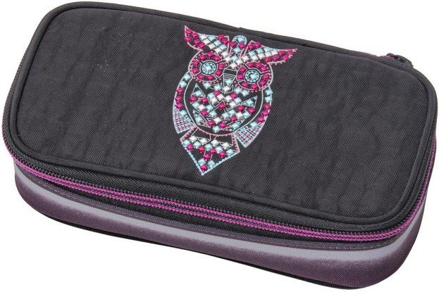 Walker etui Dark Owl meisjes 21 x 10 x 6 cm polyester - Zwart