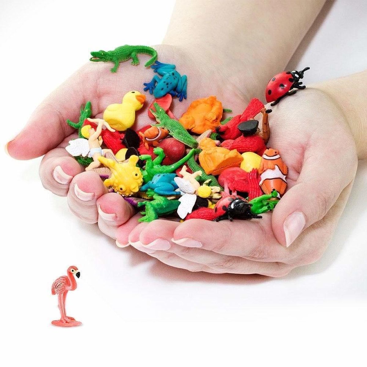 Safari speelset flamingo's Lucky Minis 2,5 cm 192 delig - Roze