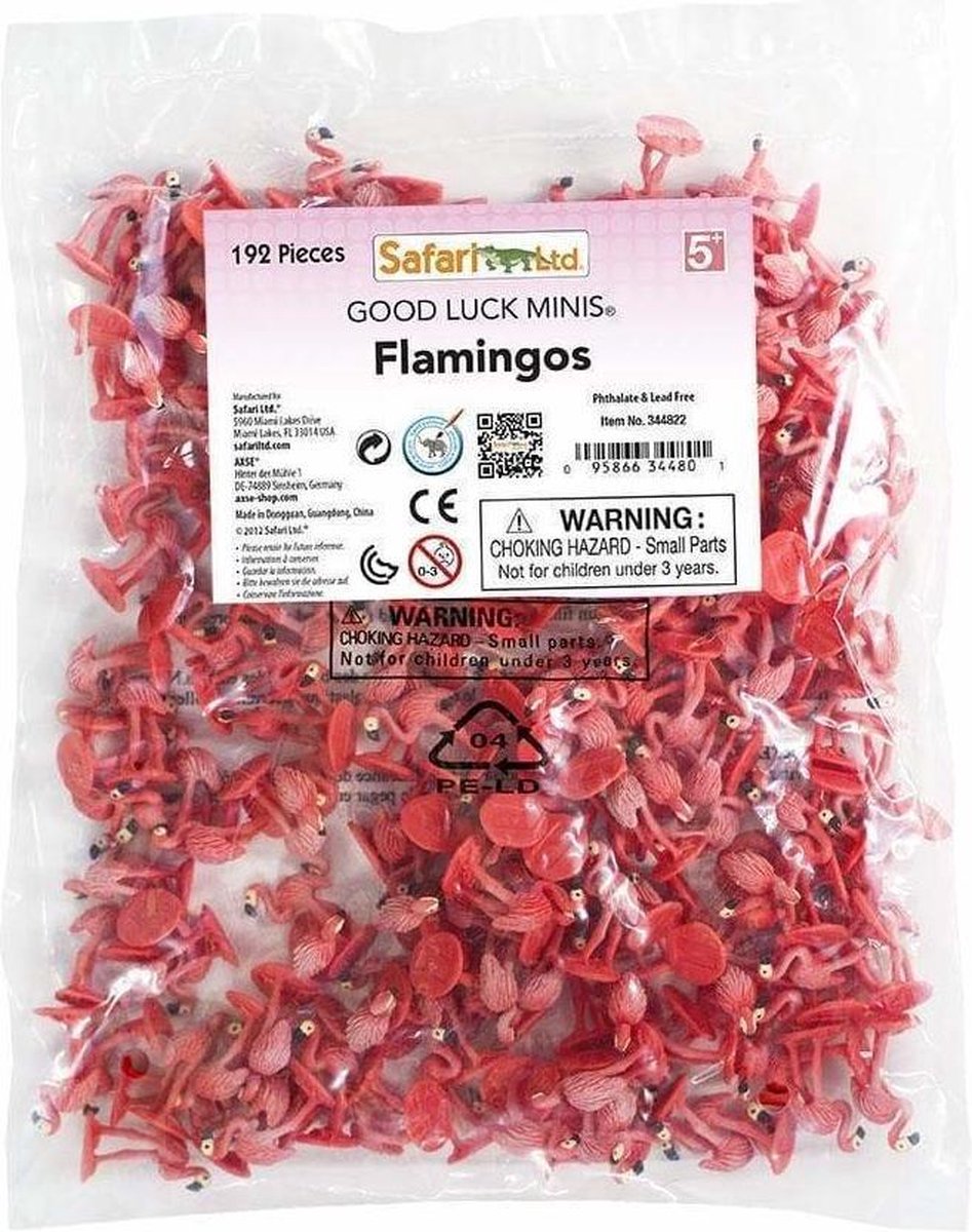 Safari speelset flamingo's Lucky Minis 2,5 cm 192 delig - Roze