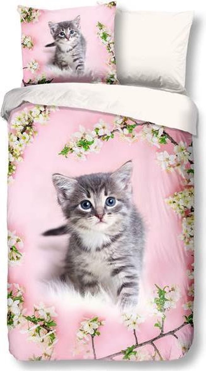 Good Morning dekbedovertrek Pussycat junior 140 x 220 cm katoen - Roze