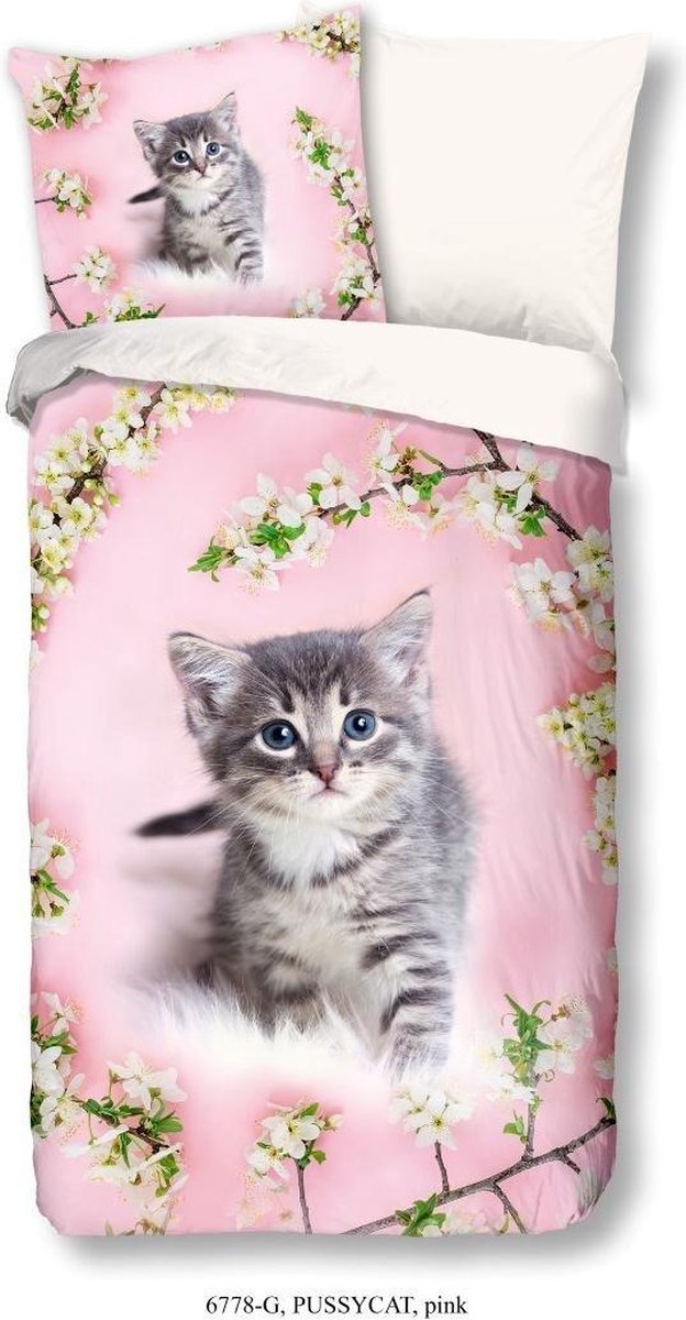 Good Morning dekbedovertrek Pussycat junior 140 x 220 cm katoen - Roze