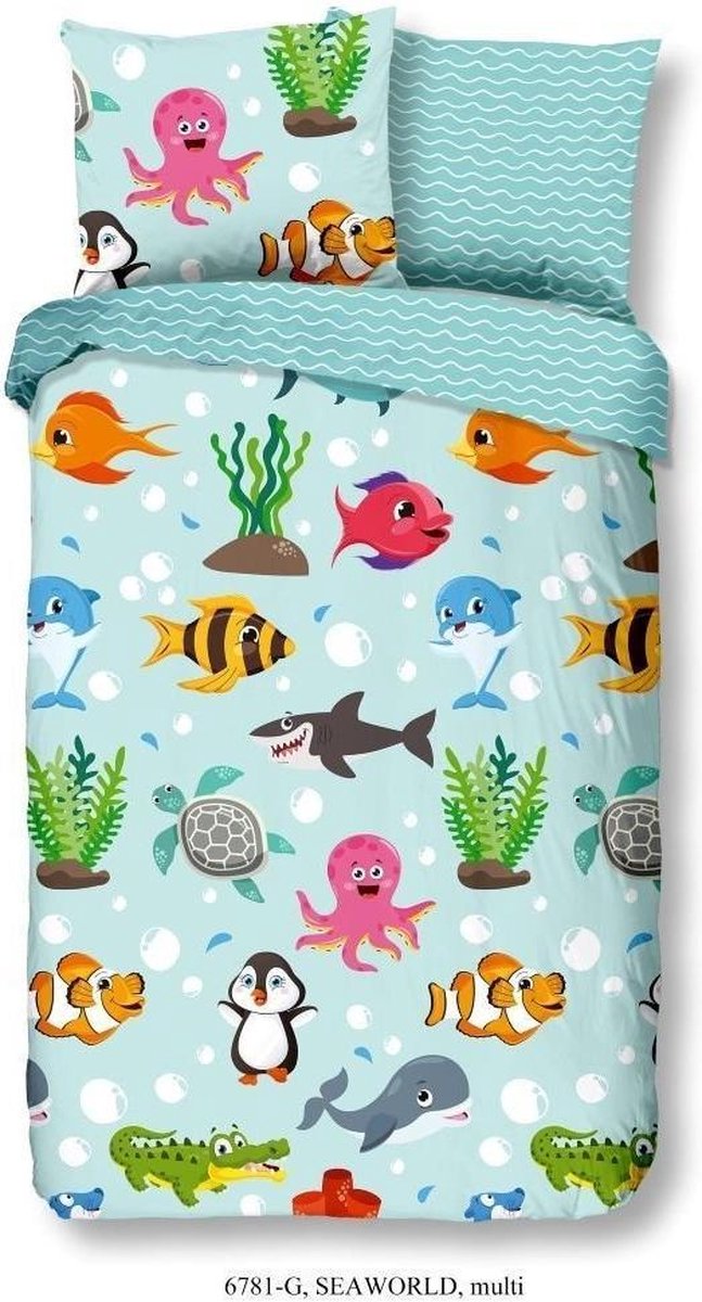 Good Morning dekbedovertrek Seaworld 140 x 220 cm katoen blauw