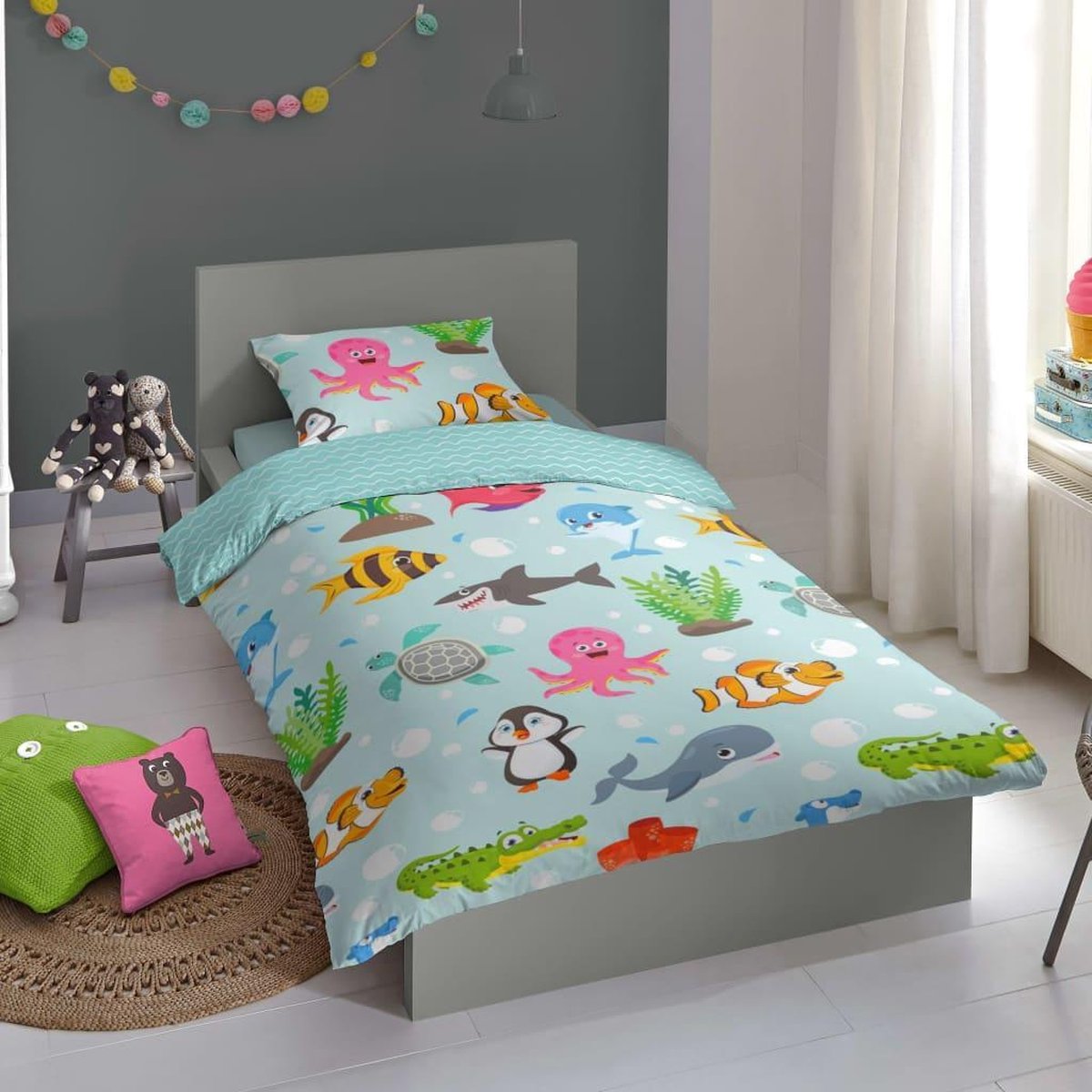 Good Morning dekbedovertrek Seaworld 140 x 220 cm katoen blauw