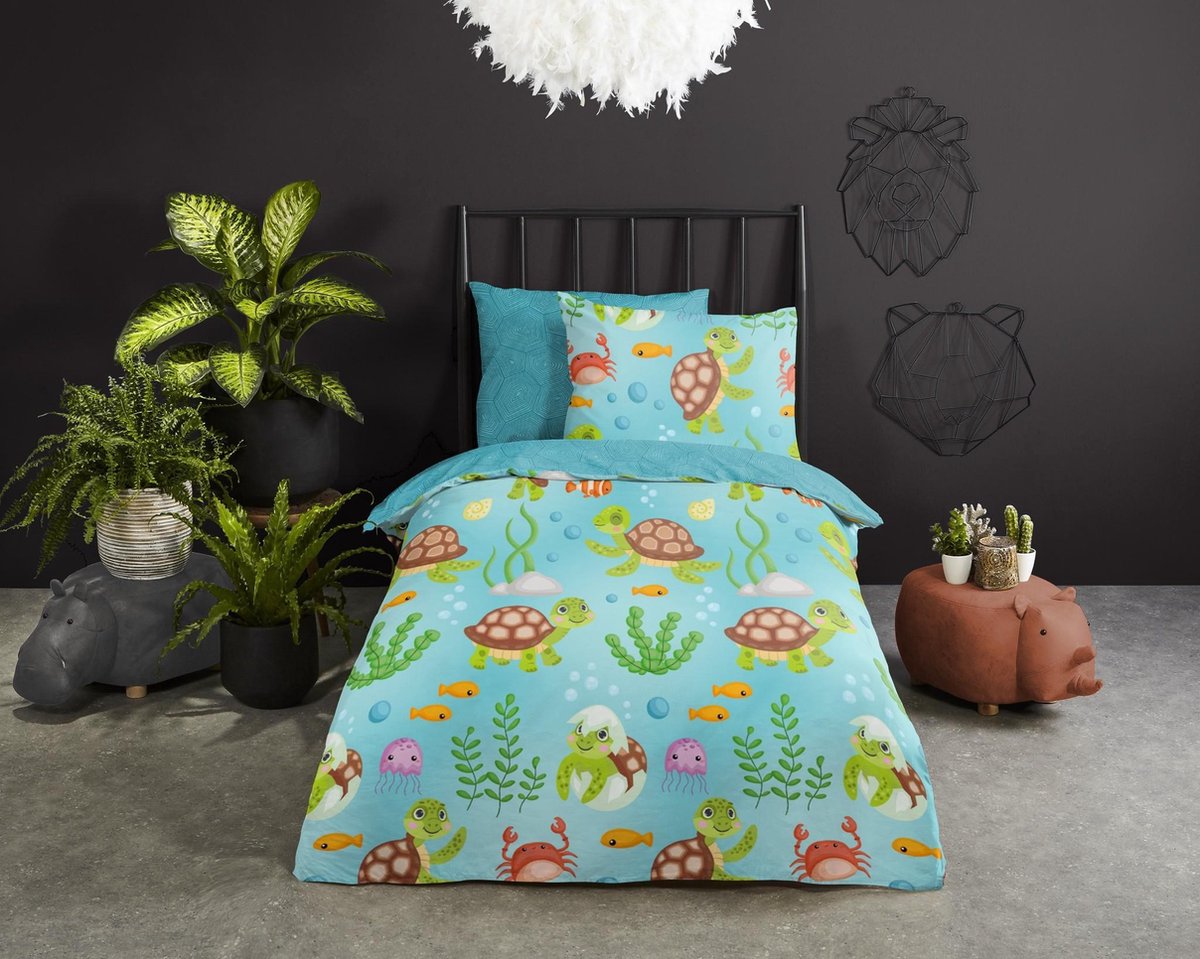 Good Morning dekbedovertrek Seaworld 140 x 220 cm katoen blauw