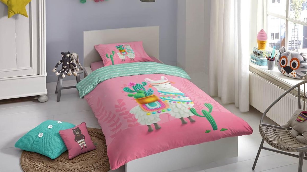 Good Morning dekbedovertrek Lalama 140 x 220 cm katoen - Roze