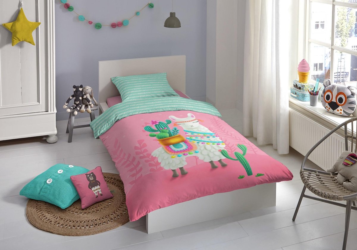 Good Morning dekbedovertrek Lalama 140 x 220 cm katoen - Roze