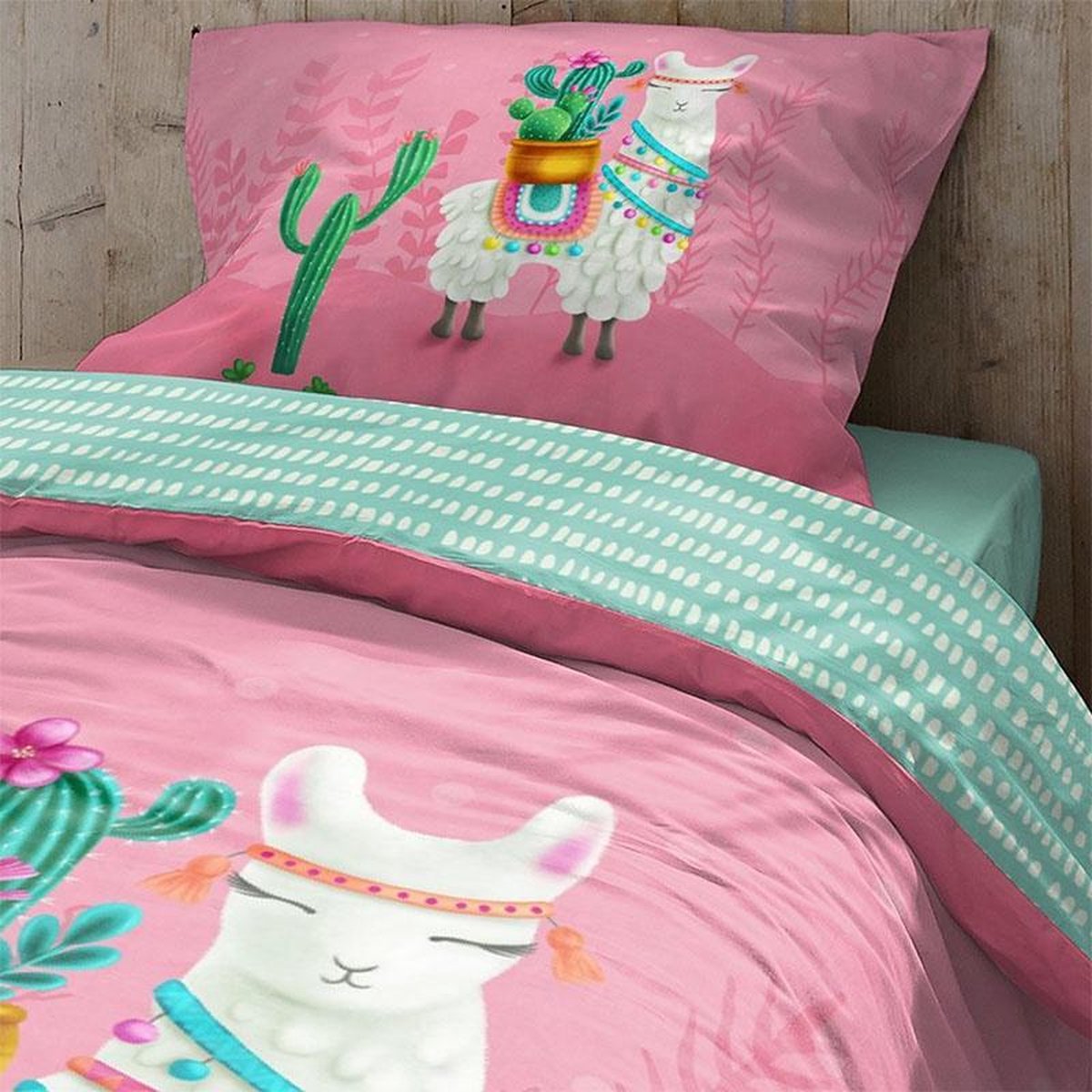 Good Morning dekbedovertrek Lalama 140 x 220 cm katoen - Roze