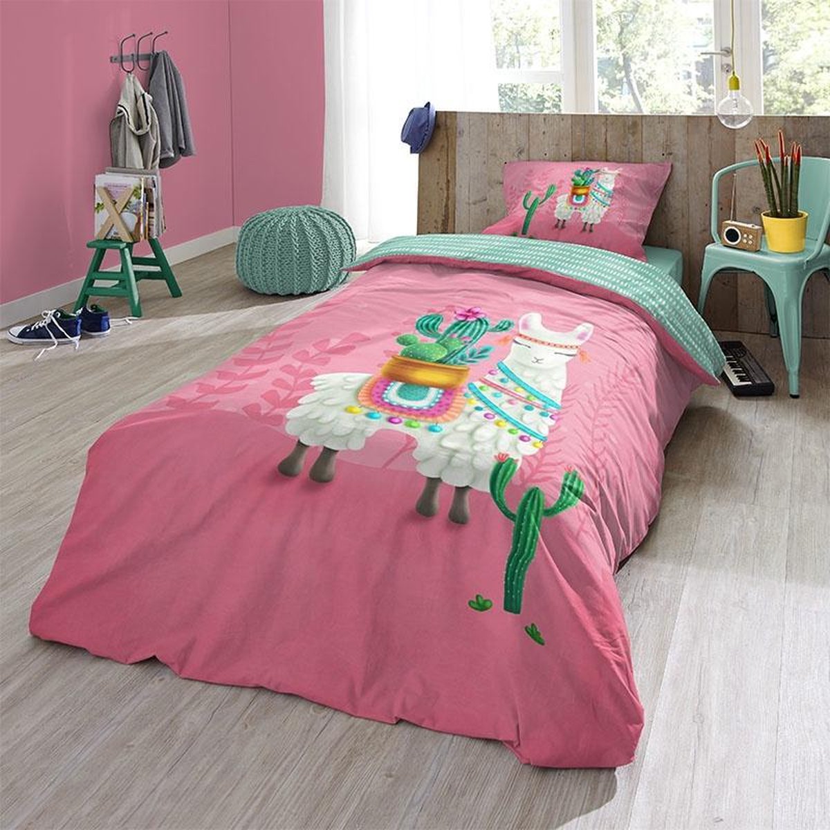 Good Morning dekbedovertrek Lalama 140 x 220 cm katoen - Roze