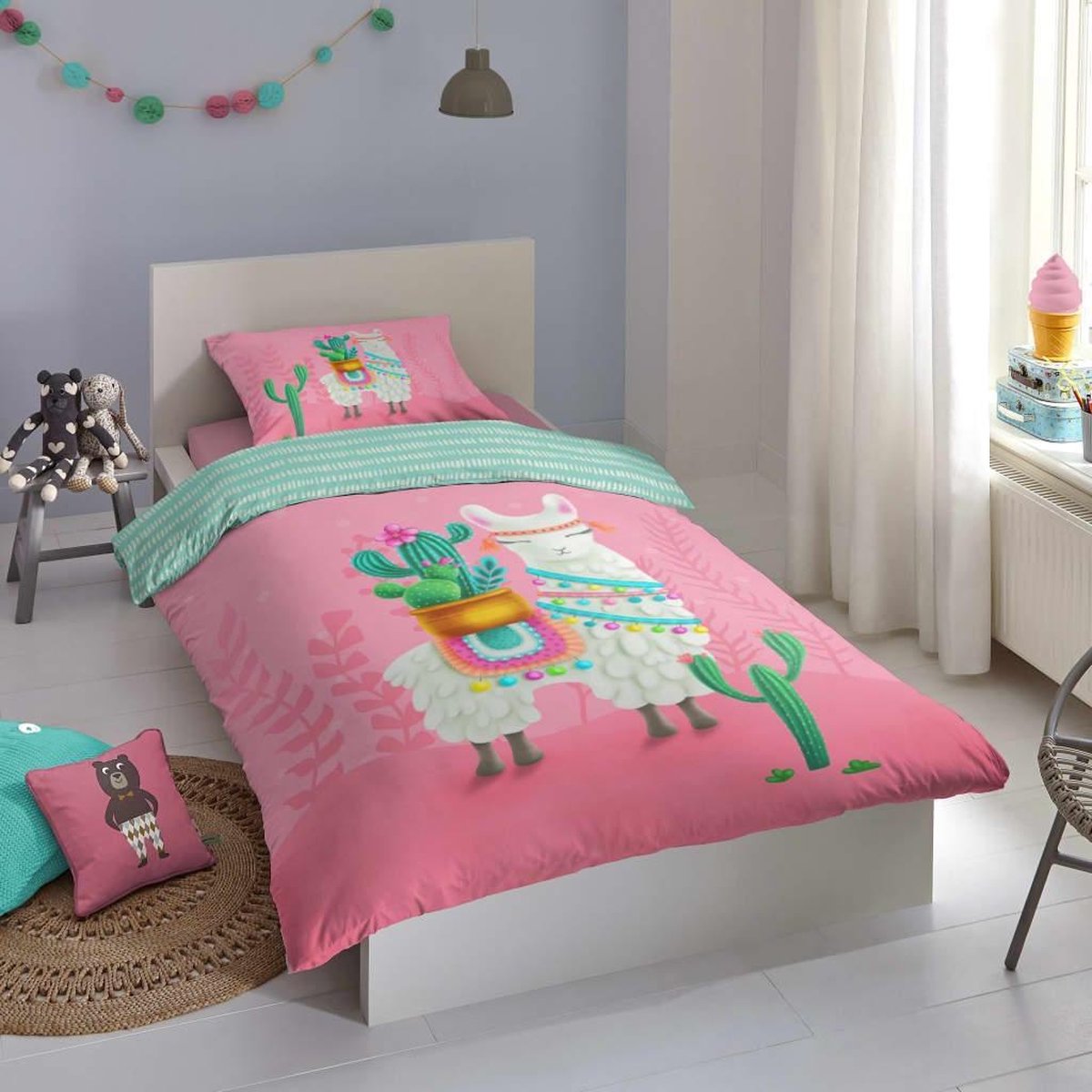 Good Morning dekbedovertrek Lalama 140 x 220 cm katoen - Roze