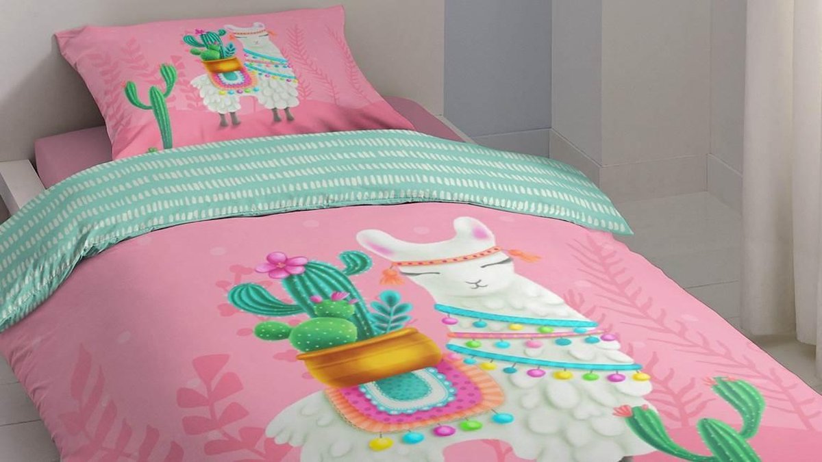 Good Morning dekbedovertrek Lalama 140 x 220 cm katoen - Roze