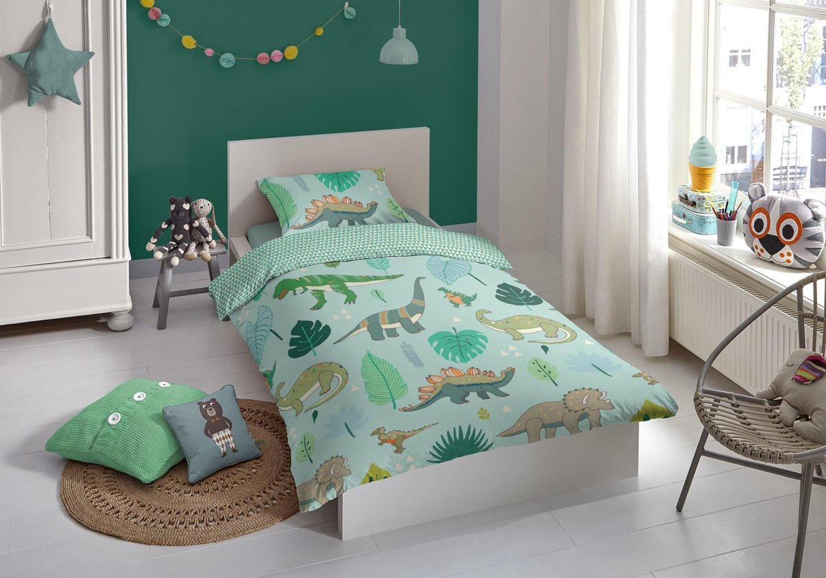 Good Morning dekbedovertrek Dinono 140 x 200 cm katoen - Groen