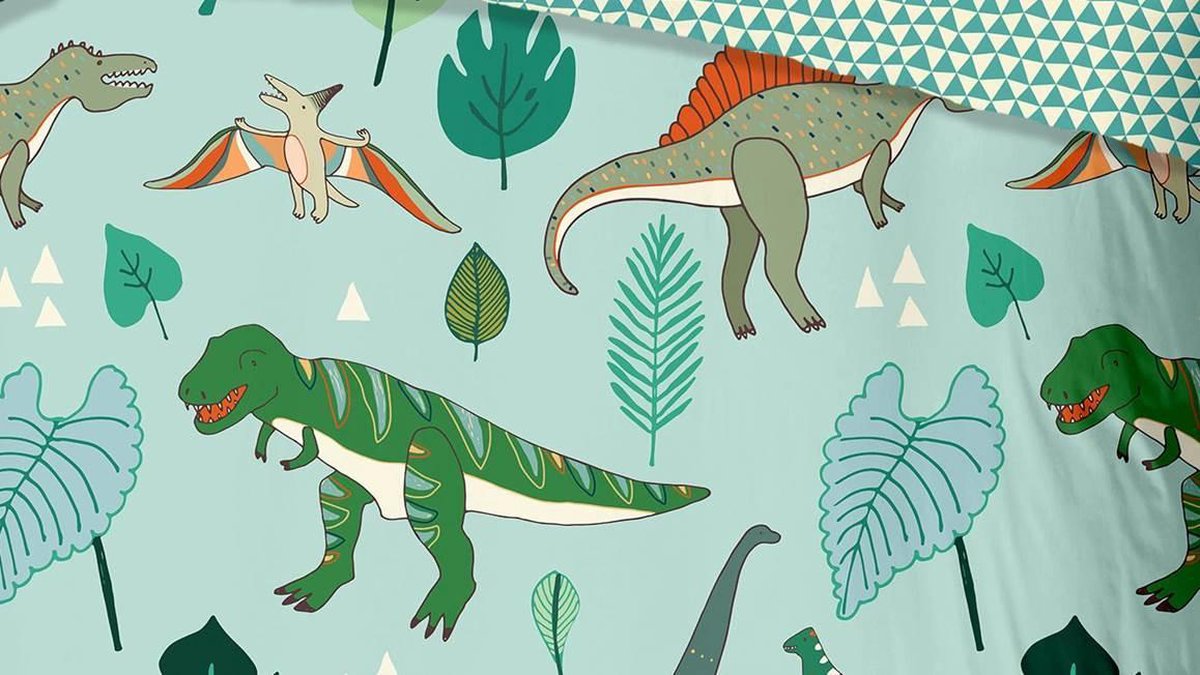 Good Morning dekbedovertrek Dinono 140 x 200 cm katoen - Groen