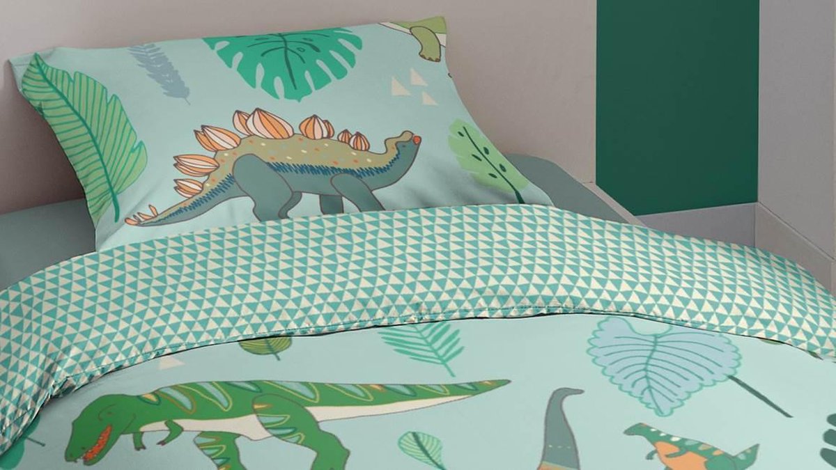 Good Morning dekbedovertrek Dinono 140 x 200 cm katoen - Groen